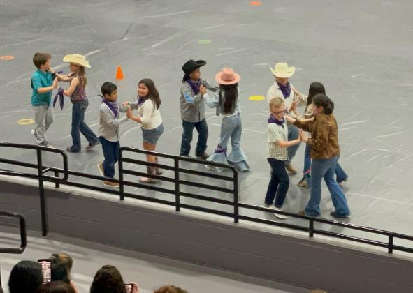3rd grade students performing the two step at the 2nd Annual San Saba Showdown. Courtesy of Jessica Fuller
