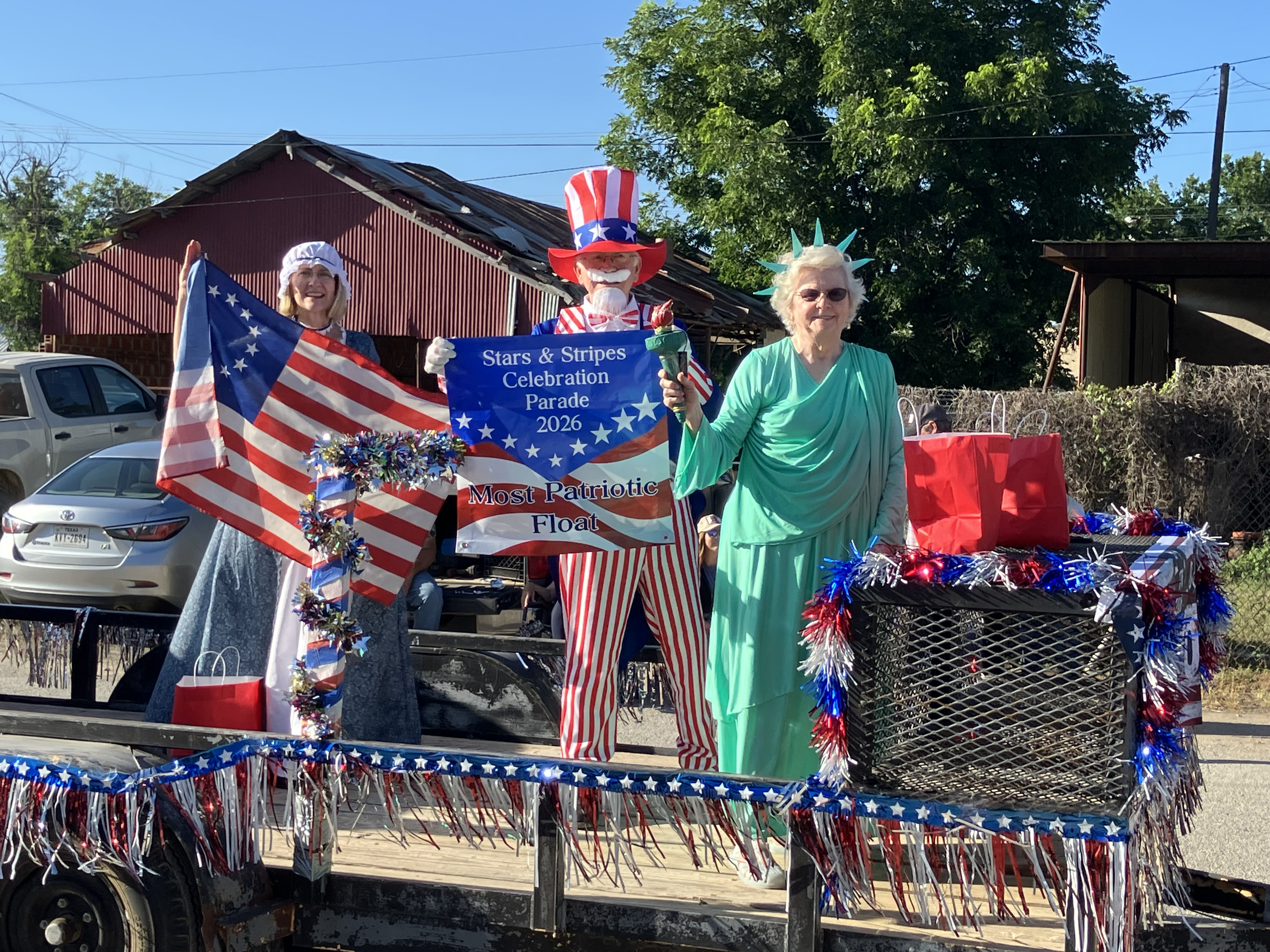 Pictured left to right: Melody Lewis-Betsy Ross, Linda Ragsdale-Lady Liberty, Darwin Lewis-Uncle Sam