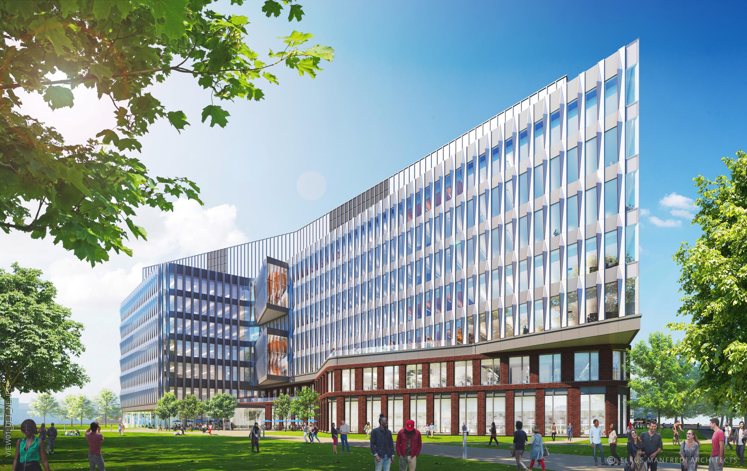 Rendering of MD Anderson's South Campus Research Building 5. Image courtesy of Elkus Manfredi Architects.