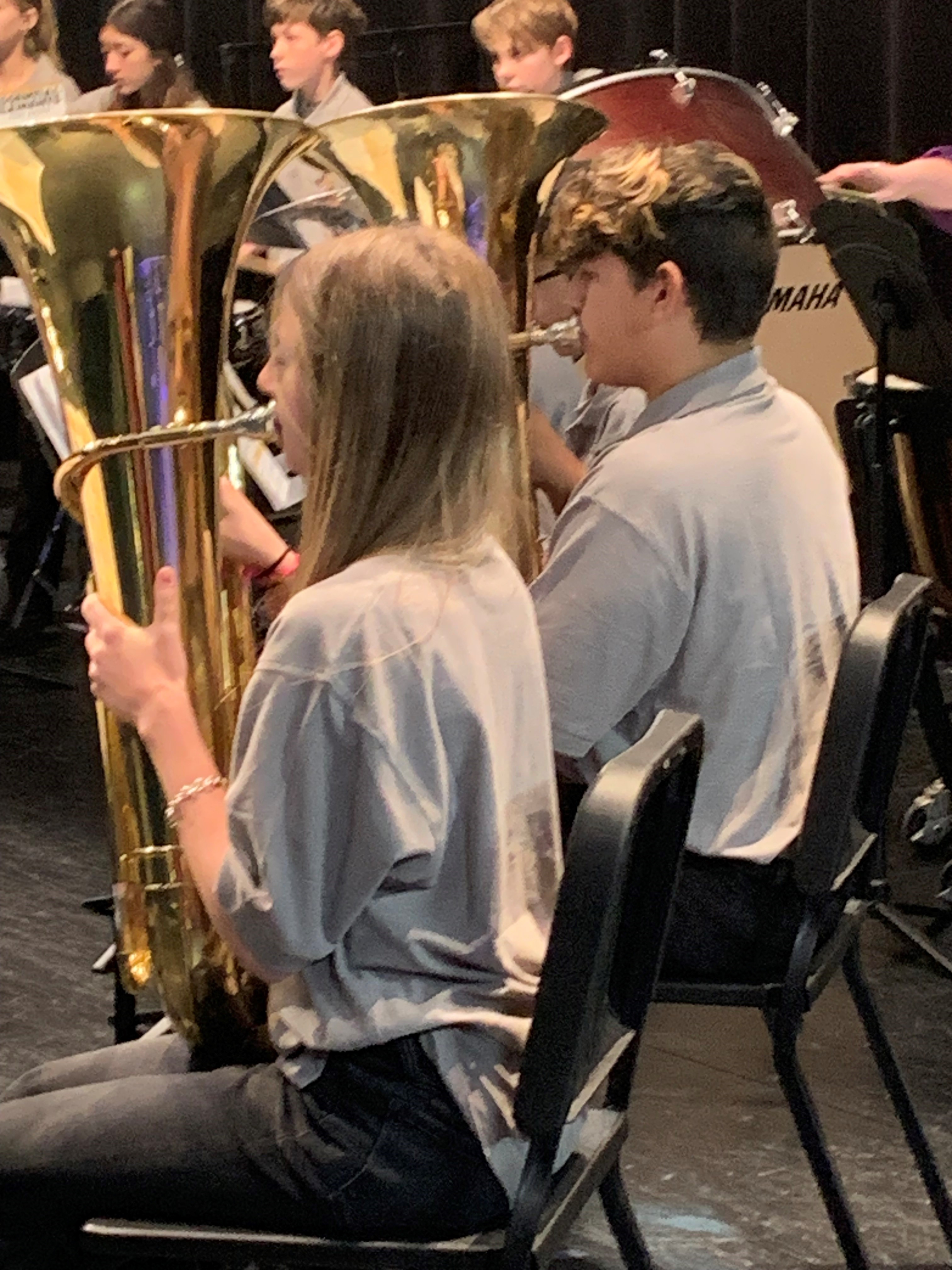 Sofia Bagley and Tiago DeLuna warming up before their concert performance