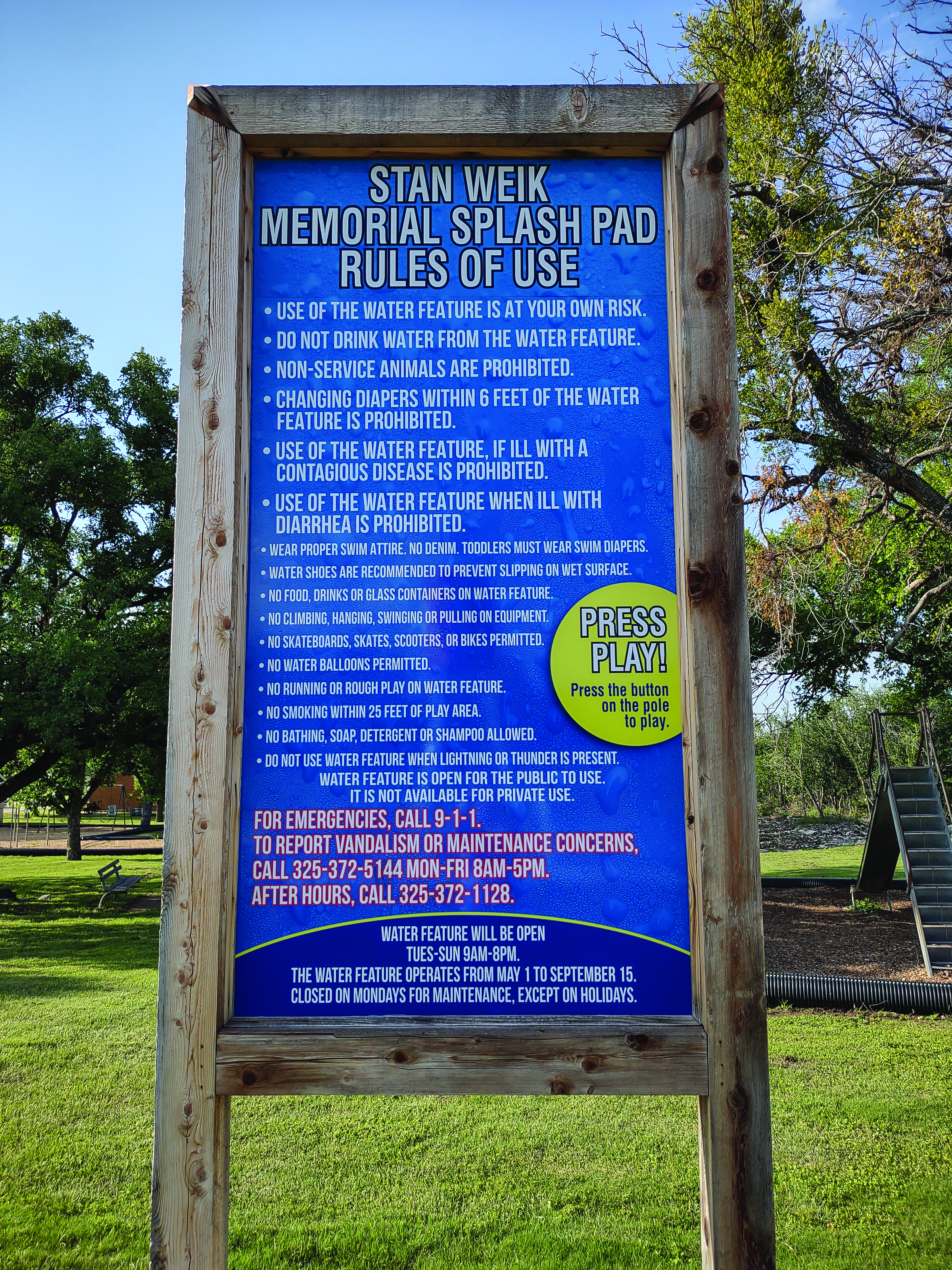 Splash Pad Rules