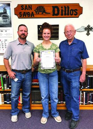 Rotarian Jake Lackey, Student of the Month Libby Mays, and Rotarian Jerry Blankenship