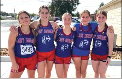 Cherokee HS Cross Country team - Ariah Ruiz, Payton Hanley, Maycie Shanklin, Lily Graves, and Tilar Turman Courtesy of Chris Langston