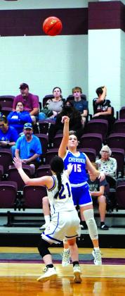 Senior Payton Hanley taking a shot against Brookesmith in last week's win. Courtesy of Valerie Valdez