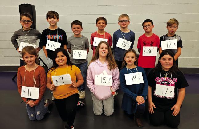 Third grade contestants back row (l-r): Corbin Ward, Ryder Ringo, Landon Baskin, Ryder Jost, Preston Moellendorf, Bryce Johnson, MJ Bagley. Front row (l-r): Emma Kate Kuehl, Azlen Martinez, Faith Cade, Clara Murray, Milly Lemaster. Courtesy of Cecilia Bessent