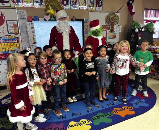 Santa and the Grinch came to Mrs. Cooper’s PK4 Christmas Party, last Thursday, December 19, 2024. Photo submitted by Sheryl Cooper, SSES