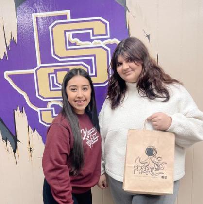 NHS President Kristi Macias and award recipient Sabrina Dozier Photo by Sara. Huron
