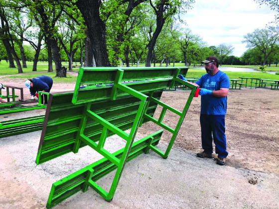 LCRA employees paint picnic tables and spruce up a sign at the San Saba River Golf Course during LCRA’s Steps Forward Day on April 14th. During the annual day of service, employees worked on more than 30 community projects throughout the LCRA service territory. Continued from Page 2