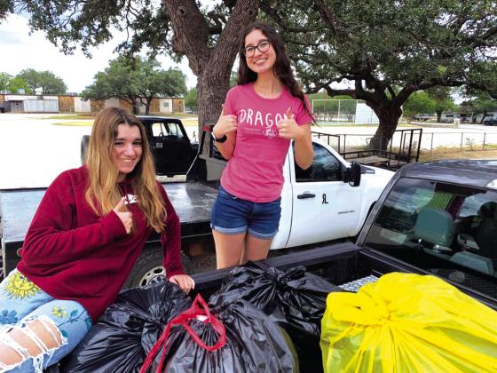 The competition to collect cans for recycling idea came from Cherokee ISD National Honor Society Students Brianna Steifel and Emma Owens (pictured above), and Chloe Berrio and Maycie Shanklin (not pictured). Photo by Regina Randolfe