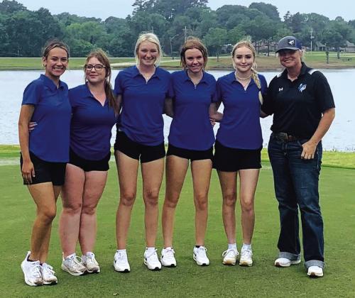 4th place girls golf team and alternate to state tournament (l-r) Jadeyn Fleming, Maddie Bailey, Reagan Wright, McKenzie Schuessler, Naomi Ramsey, and coach Shannon Sutherland Submitted by Sue Ransom