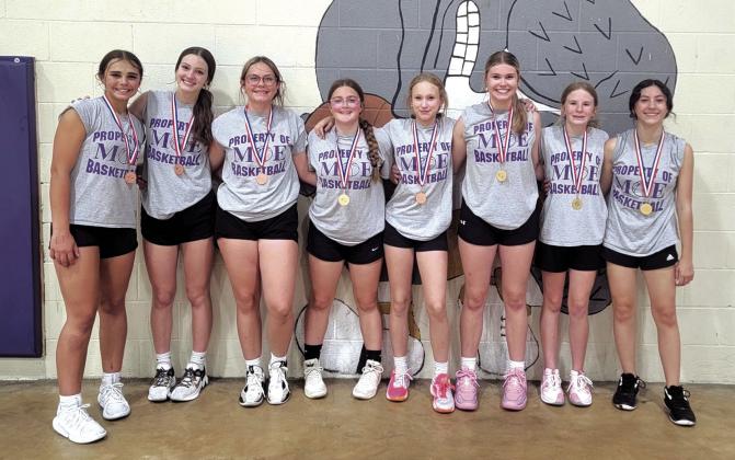 Team members are(l-r): Emma Johnson, Berkley Lengefeld, Addyson Hay, Baya Baskin, Kloey Smith, Brooklyn Allison, Sydni Rae Jones, Edith Aguilar, and not pictured, Emma Ensor. Courtesy of Oscar Zepeda