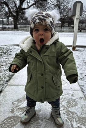 Whitley’s first snow day in San Saba! Sent in by Victoria Jacobs