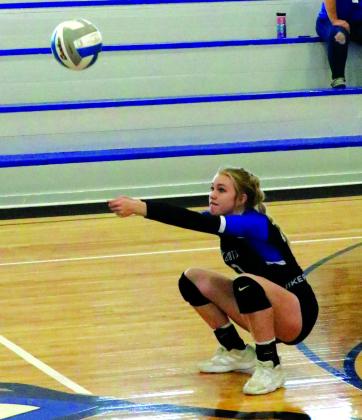 # 23 Maggie Bryant focusing on the ball in the series against Lometa on October 2nd