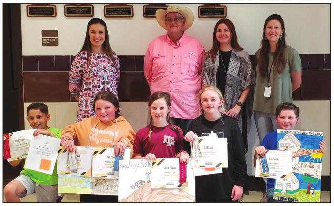 ESSAY &amp; POSTER WINNERS - San Saba Elementary Pictured are students from San Saba Elementary School - L-R Jace Romero - 2nd place, Peyton Baskin 1st place &amp; 3rd place, Emily Mays 2nd place, Macye McDowell 3rd place and Gage Falkner 1st place