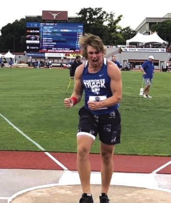 Joey Bond celebrating his win in the shot put Photo courtesy of Alan Berrio