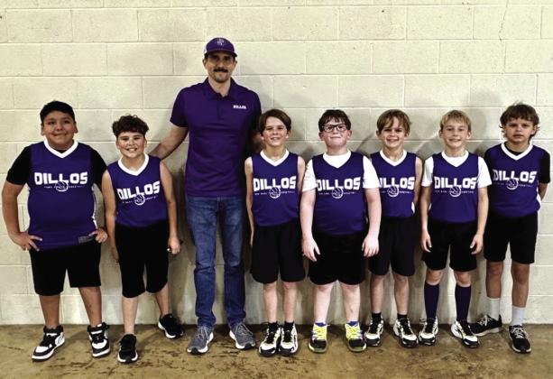 Dillos - 3rd / 4th grade boys L-R: Emanuel Patino, Tristan Beasley, Coach Brian Hensley, Hugh Henslee, Michael Vallenavedo, Turner Henslee, Eli Eudy, and Kaleb Collier.
