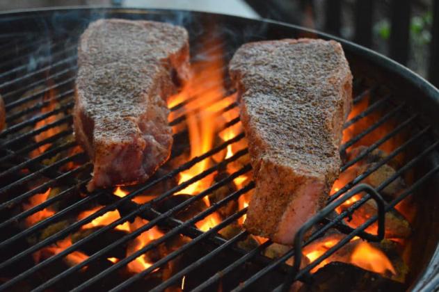 Steaks on grill