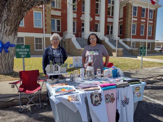 Vanessa from San Saba was displaying the creative work of Double V Designs. Her mother Maria was there to help out. They custom decorate t-shirts and can also decorate totes and tumblers. She also had homemade concrete plant holders. Next month at the Trade Day, they will be able to decorate your shirt on...the...spot...while you wait!