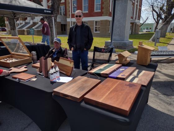 Craig Christian and his father Bob Christian from Elm Grove proudly displayed their beautiful woodwork. He had cutting boards, cheese slicer boards, bird houses to name a few items. He will also be set up at Richland Springs Trade Day on April 15th.
