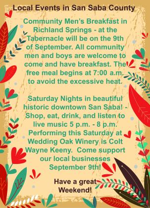 Saturday in San Saba County