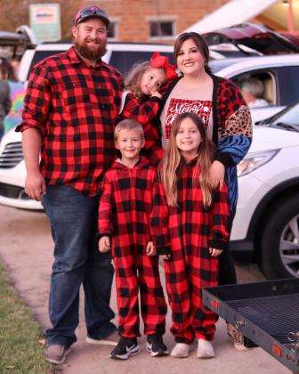 Nathan Amstead, Desiree Amstead, Camden Amstead, Adaline Amstead, and Kyni Menchaca from San Saba, Tx attended the lighted Christmas Parade in Llano, Tx, on December 2nd.  Photo courtesy of The Llano News