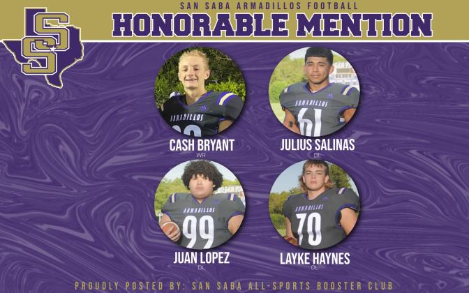 Honorable Mention football ~  Courtesy of San Saba All Sports Booster Club Facebook page