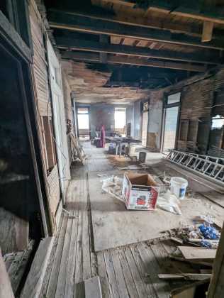 Richland Springs 1910 Bank Building Clean Up - BEFORE photo. Courtesy of Chrissy Baker