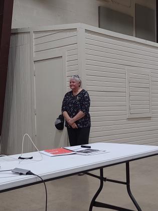 Marsha Hardy, Emergency Management Coordinator, getting ready to address the crowd