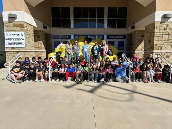 San Saba Elementary 4th Grade students and their teachers collected 5,111 plastic bottles in response to the challenge set by the KSSB! They are pictured here in front of one of four large loads of plastic bottles!