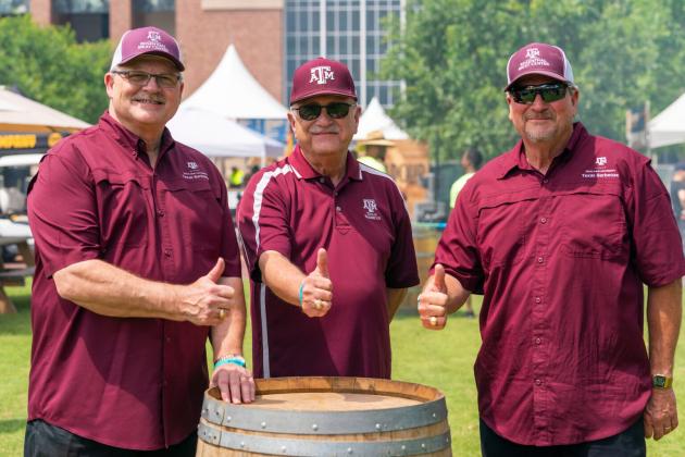 The Three Brisketeers, from left to right, Dr. Davey Griffin, Dr. Jeffrey W. Savell, and Ray Riley, share some perspective about what makes barbecue a cultural and culinary experience like no other. Michael Miller/Texas A&amp;M AgriLife Marketing and Communications