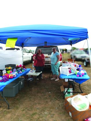 Sisters from Brady, Texas, bring their crocheted animals and more - Photo by Carolyn Preece