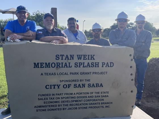 Proud City Employees posing with the sign: Scott Glaze, Norman Pierce, Luis Rios, GT Meador, Jake Uptain and Kyle Anderson.