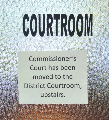 Sign posted - Commissioners' Court moved to 3rd floor
