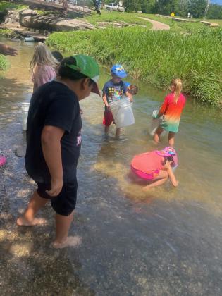 Learning all about underwater creatures in the Mill Creek.