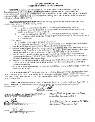 Order of the Commissioners' Court