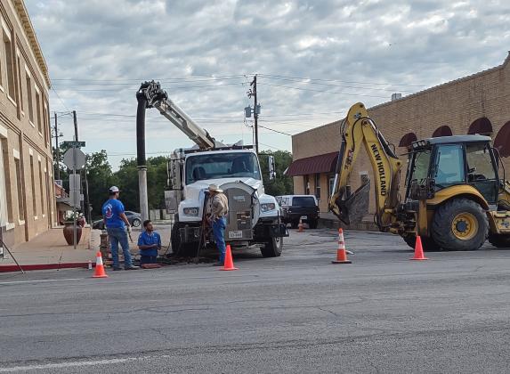 From left to right, City Employees David Valencia and Robbie Hensley, and Public Works Supervisor Scott Glaze.