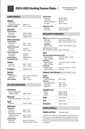 2024-2025 Hunting Season Dates