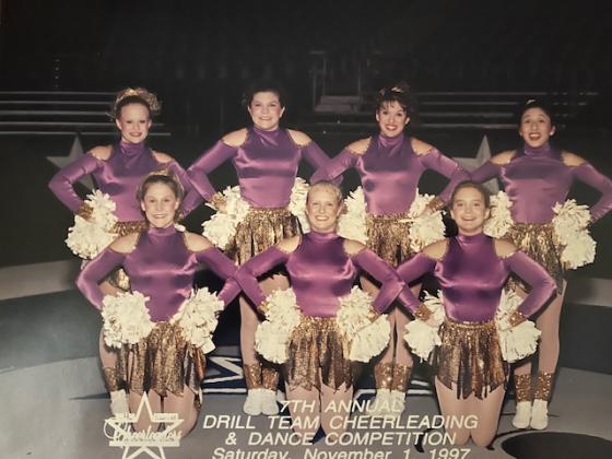 Dilloettes 1997 (l-r) - Top Row:  Sammi Jo Phillips, Taylor McCarty, Marci Miller, and Elizabeth Jimenez. Front row:  Rikki Ferrell, Kristi Clark, and Katie Johnson.  Courtesy of Patsy Hall