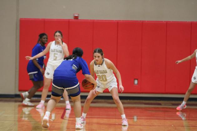 #20 Ema Argote ready to attack ball against Lehman