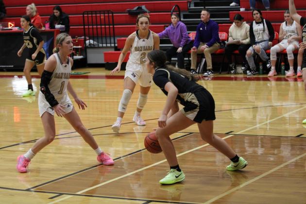 #1 Olivia Sebastian and #2 Cinzlea Stanton ready to play defense against Cleburne