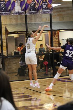 #2 Cinzlea Stanton contributing a three pointer