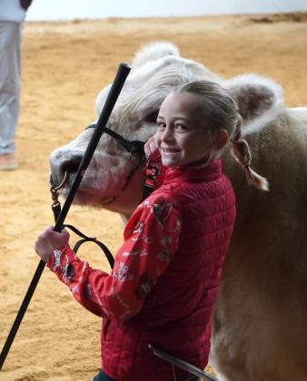 Georgia Broyles having some fun at the Stock Show