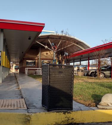 The high winds took control Monday night. Standing here is a trash can at Sonic - without the lid. It is nowhere to be found. If you find it, please give it to the Sonic management. It will be greatly appreciated! Photo by Djuana Payton