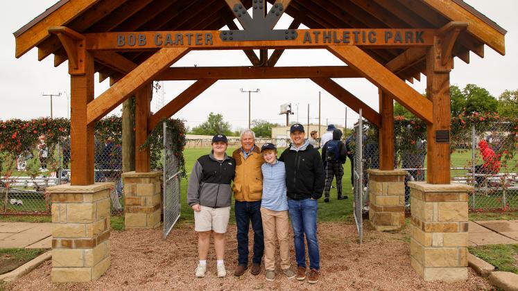 The new Bob Carter Athletic Park at HPU was dedicated on Saturday, April 5. Pictured: Bob Carter, alumnus and donor, and Dr. Cory Hines, university president.
