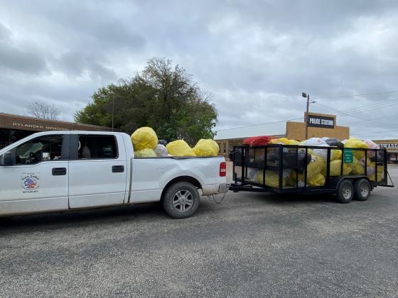 Seen here is one load of the bottles collected by the Elementary school.
