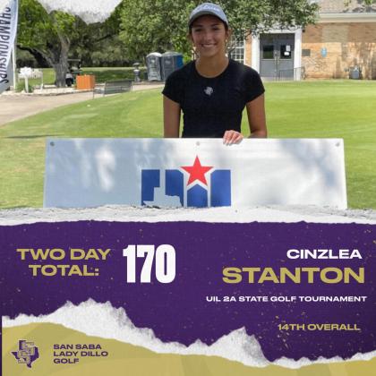 Cinzlea Stanton ranked 14th overall in State | Courtesy of San Saba All Sports Booster Club