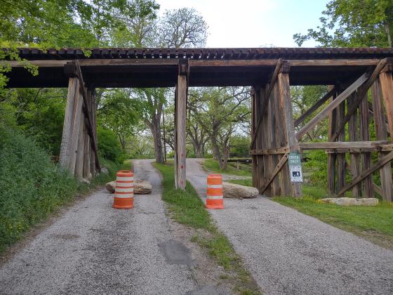 Rail lines going over the entrance to Risien Park |  Photo by Djuana Payton