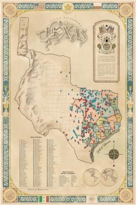 Alamo Defenders Heritage Map of Texas