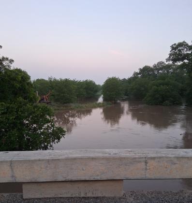 6-5-25 a view of the San Saba River out of its banks at Hwy 16
