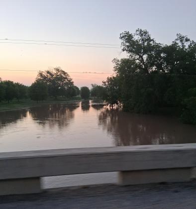 6-5-25 the San Saba River at Hwy 16 busting at the seams at 6:30 a.m.